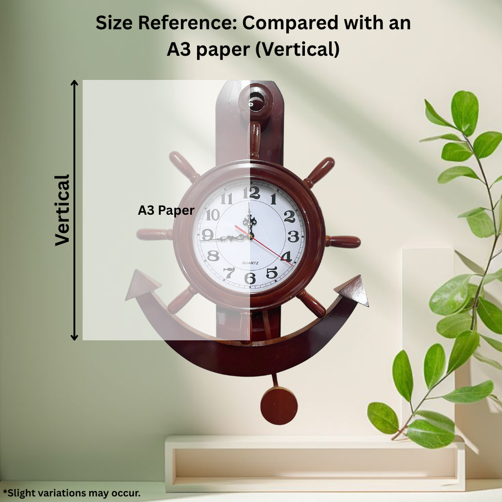 NauticalX Wooden Wall Clock - Anchor Edition