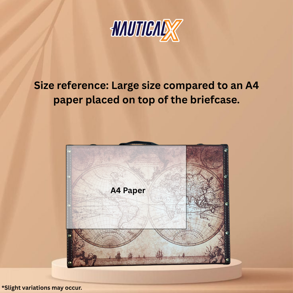 NauticalX Vintage Map Briefcase - Explorer Edition