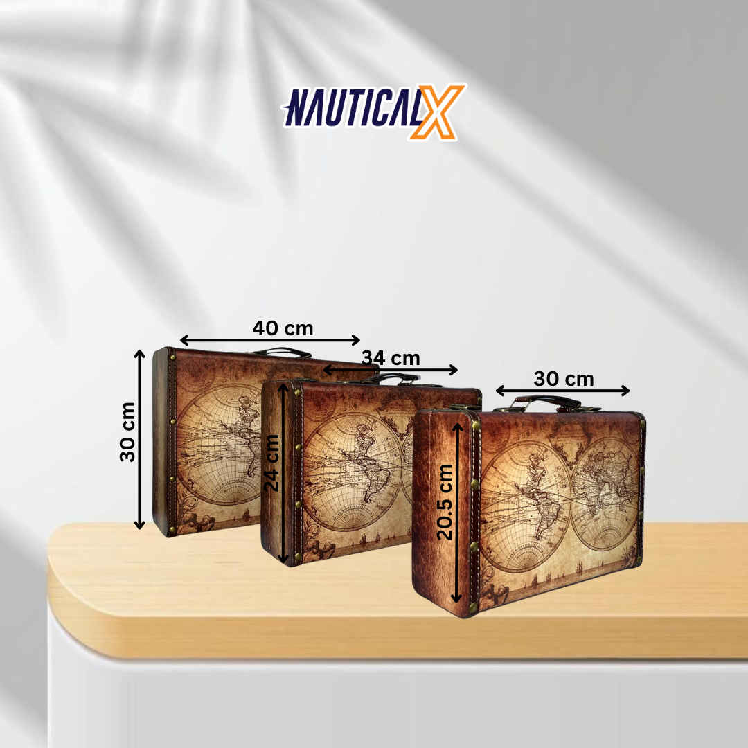 NauticalX Vintage Map Briefcase - Explorer Edition