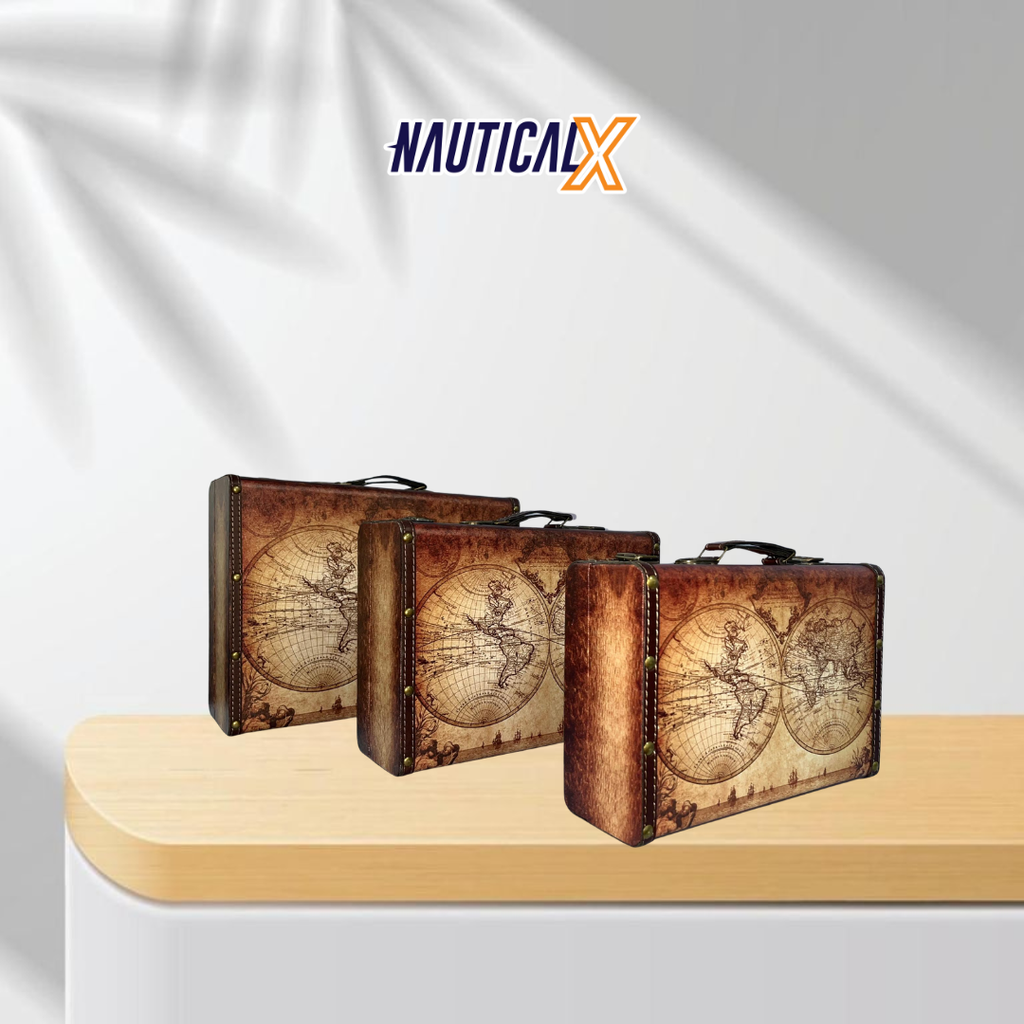 NauticalX Vintage Map Briefcase - Explorer Edition